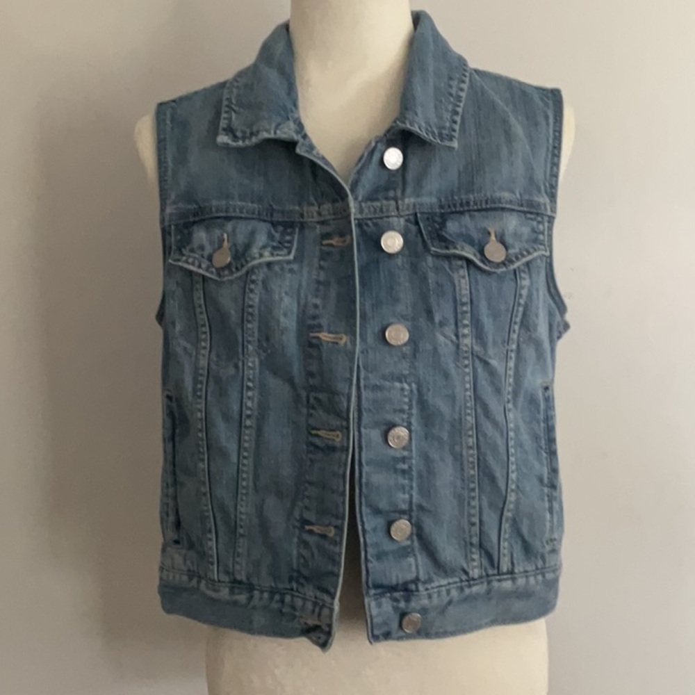 Garage Blue Denim Vest with Silver buttons